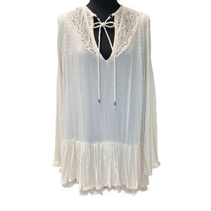 Free People One Night Cream Victorian Lace Tunic - Small